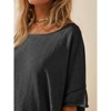 Imily Bela Womens Oversized Casual Summer Crew Neck Loose Dropped Short Sleeve Side Slit Hem Tunic Blouse Light - 3 of 4