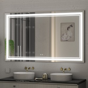 Keonjinn Smart LED Bathroom Vanity Wall Mirror, 3 Color Temperatures Dimmable, Frontlit & Backlit, Dimmable, Acrylic Edge, Anti Fog, Radar Sensor - 1 of 4