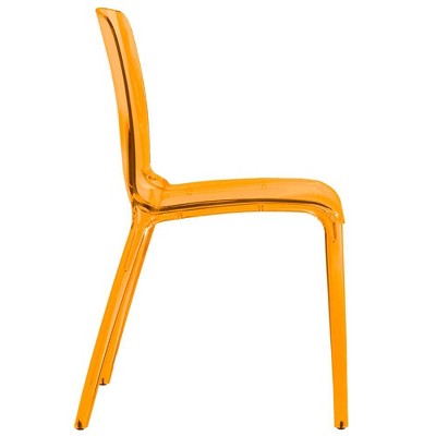 High Back Transparent Orange Plastic Side Chair