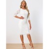 Allegra K Women's Crewneck 3/4 Sleeve Floral Lace Hidden Zipper Bodycon Dress - 2 of 4