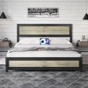 Modern Industrial Platform Bed Frame with Headboard & Charging Station – Wood and Metal, Rivet Design, No Box Spring Needed, Easy Assembly - 3 of 4
