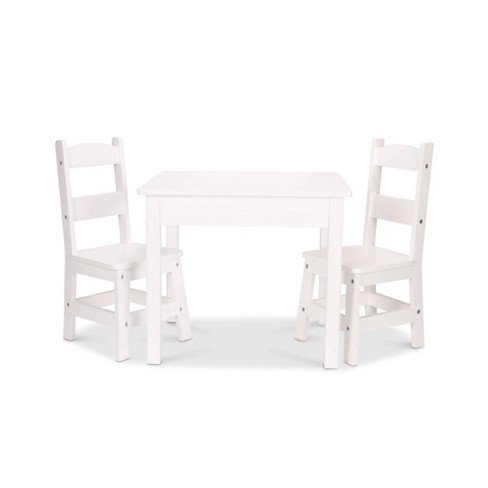 Melissa And Doug Wooden 3-Piece Table and Chair Set, Natural