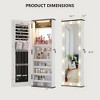 Fredees Farmhouse Jewelry Cabinet with 10 LED Lights, Tall Lockable Wall or Door-Mounted Armoire Organizer with Mirror - 2 of 4