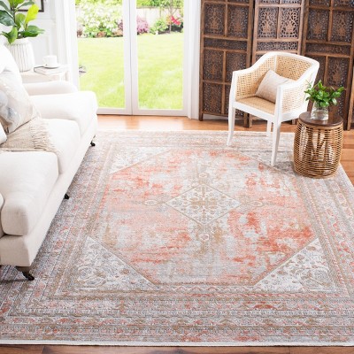 Gray Abstract 9' x 12' Synthetic Easy Care Rug