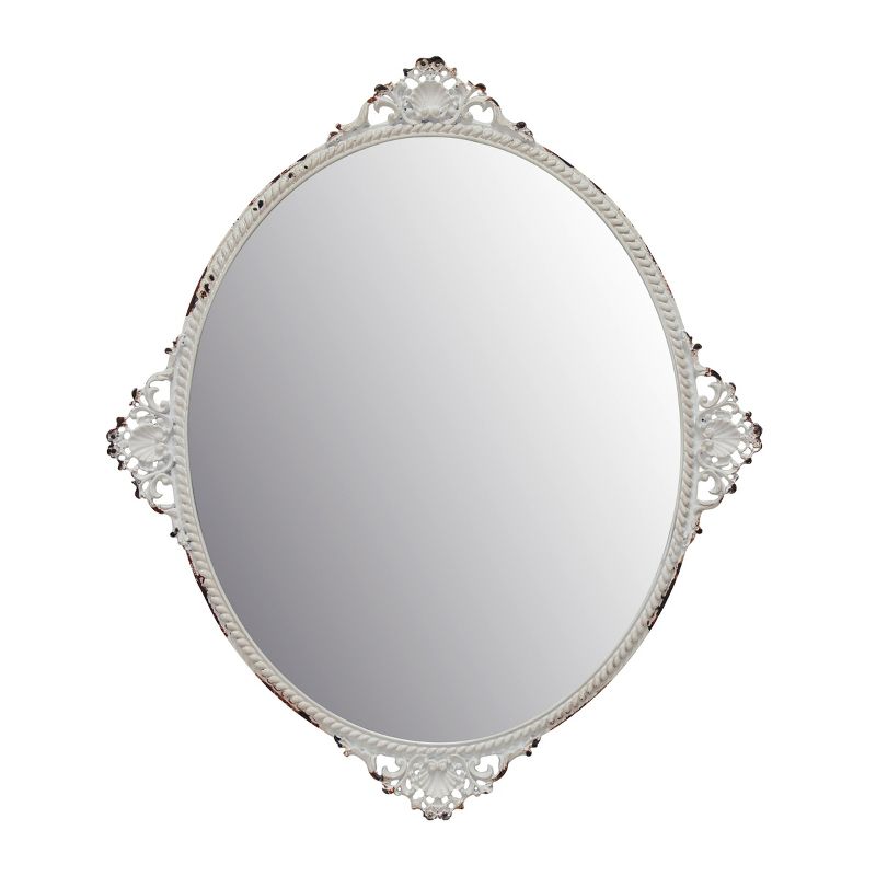 Oval Antique Metal Wall Mirror White - Stonebriar Collection, 3 of 5