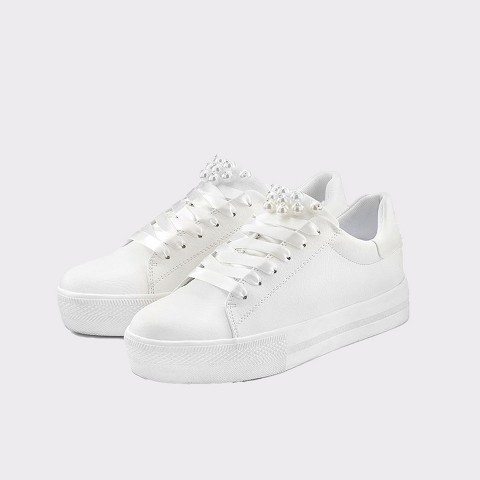 Женские кроссовки Lascana Women's Pearl Accent Sneakers - LASCANA - White Solid 8