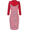 Women's 3/4 Sleeve Hoodie Dress Casual Stripe Pocket Knee Length Slim Pullover Dress - 4 of 4