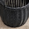 Cesicia 13" x 13" x 10.2" Round Resin Woven Wicker Basket with Handles, Black - For Clothes, Towels, Toys, Magazines Storage - 2 of 4