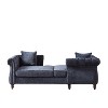 81-inch Chenille Face-to-Face Chaise Lounge with Two Pillows, Nailhead Trim, Button Tufted Design, and Rolled Arms for Lounge, Living Room, and Office - 4 of 4