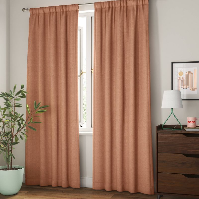 Room Darkening Heathered Thermal Window Curtain Panel Orange - Room Essentials™, 3 of 7