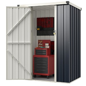 Tangkula 4 x 3 FT Metal Outdoor Storage Shed w/ Lockable Door Garden Utility Tool House - 1 of 4