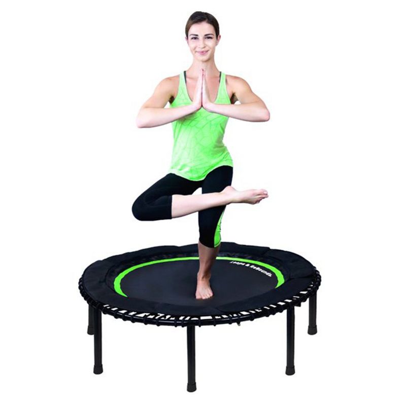 LEAPS & REBOUNDS 48" Round Mini Fitness Trampoline & Rebounder Indoor Home Gym Exercise Equipment Low Impact Workout for Adults, Green, 6 of 8