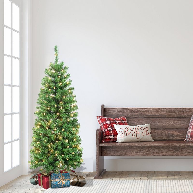 4.5ft Puleo Pre-Lit Slim Northern Fir Artificial Christmas Tree Clear Lights, 4 of 5