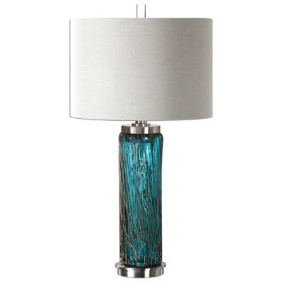 Uttermost Almanzora Blue Glass Lamp – Elegant Glass and Metal Table Lamp