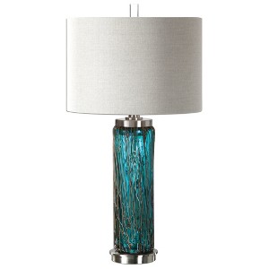 Uttermost Almanzora Blue Glass Lamp – Elegant Glass and Metal Table Lamp - 1 of 3
