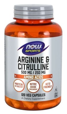 Arginine 500mg & Citrulline 250mg by Now Foods  -  120 Capsule