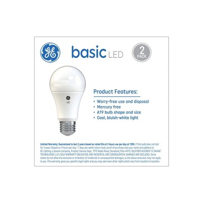 GE 2pk 16W 100W Equivalent Basic LED Light Bulbs Daylight_2