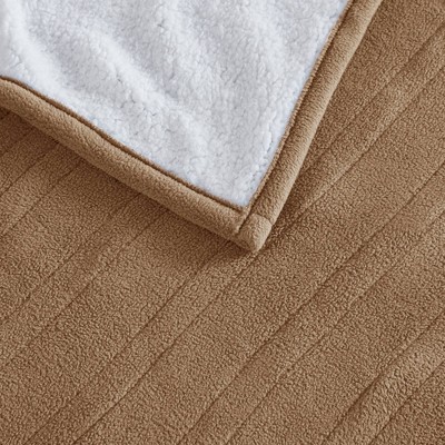 Twin Brown Fleece to Sherpa Reversible Heated Blanket