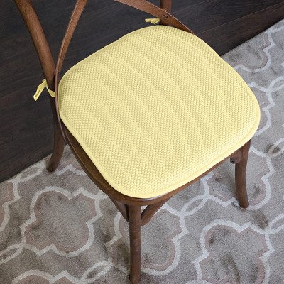 Yellow Memory Foam Non-Slip Chair Cushion Pads with Ties, 16" x 16", 4 Pack
