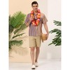 Lars Amadeus Men's Summer Striped Patchwork Short Sleeves Button Down Hawaiian Shirt - 3 of 4