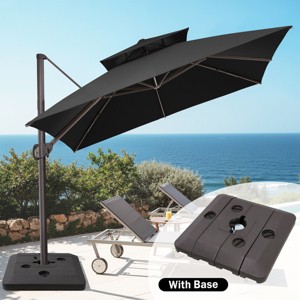 Crestlive Products 10FT Square Double Top Offset Cantilever Umbrella with Base UV30+ Outdoor 360 Degree Rotation 6 Heights Adjustable Umbrella - 1 of 4