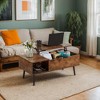 CENGHU 39" Wood Lift Top Coffee Table with Hidden Compartment and Storage Shelf, Dining Table with Wood Legs for Living Room, Reception Room, Brown - 3 of 4