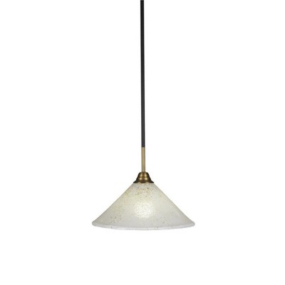 Toltec Lighting Paramount 1 - Light Pendant in  Matte Black/Brass with 12" Gold Ice Shade