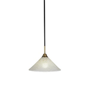 Toltec Lighting Paramount 1 - Light Pendant in  Matte Black/Brass with 12" Gold Ice Shade - 1 of 1