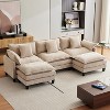 112'' Modern Sofa Modular Combination Cloud Sofa Modular Chenille Sectional Sofa Combo Set– L/U-Shaped Configurations with Ottoman 3-Seater - 3 of 4