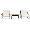 JUJABU Outdoor Chaise Lounge Chairs Set of 3 with Side Table and Beige Cushion - 2 of 4