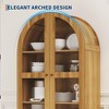 71" Tall Arched Kitchen Pantry Cabinet, Storage Cabinet with 2 Drawers and Glass Door, Kitchen Pantry Oak - 3 of 4