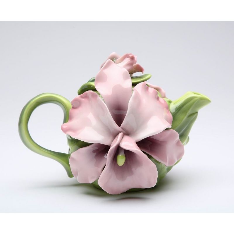 Kevins Gift Shoppe Ceramic Pink Orchid Flower Teapot, 1 of 4
