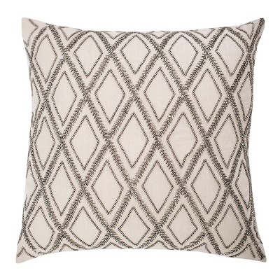 EY Essentials 18" x 18" Graphite Diamond Hand Beaded Throw Pillow