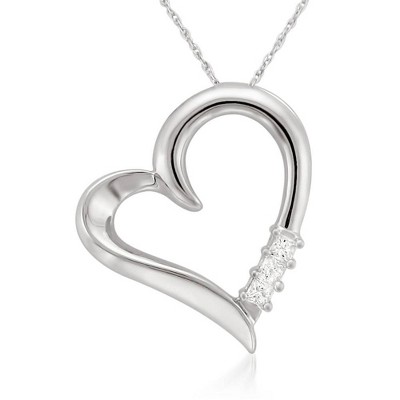 Pompeii3 Princess Cut Diamond Heart Necklace Pendant White Yellow Or ...