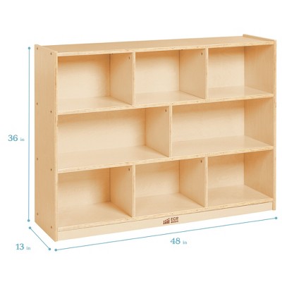 Natural Birch 8-Compartment Kids Storage Cabinet with Casters