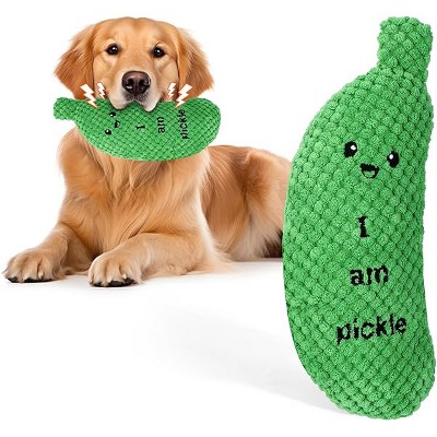 BABORUI Pickle Squeaky Dog Toy for Aggressive Chewers, Funny Plush Toy for Small/Medium/Large Dogs, Exercise and Accompany, GREEN
