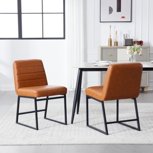 Upholstered Linen Fabric Dining Chairs Set of 2 With Metal Legs,Mid Century Modern Leisure Chairs for Dining room Bistro Coffee Shop-Maison Boucle - 1 of 4