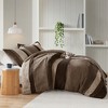 2 Piece Luxe Microsuede, Pieced Design Color Block Stripes Bedding Comforter Sets, Winter Soft Brushed Microfiber Reverse, Matching Sham - 4 of 4