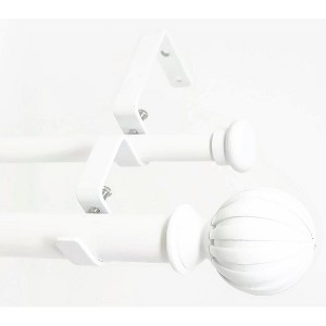 Urbanest Fluted Ball Flat Button 1-inch 5-8 inch Double Drapery Curtain Window Rod Set - 1 of 4