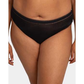 Curvy Couture Women's Plus Size Sheer Mesh High Cut Brief Panty 3 Pack  Black/blushing/bark 3x : Target