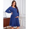 Maternity Sweater Dress Square Neck Lantern Long Sleeve Ribbed Knit Baby Shower Dress Photoshoot - 4 of 4
