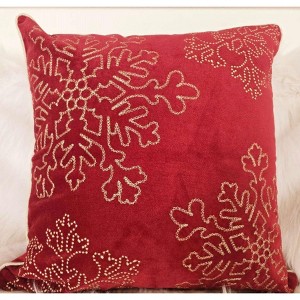 Sapphtopaz 20” Snowflake Velvet Holiday Throw Pillows, Embroidered Decorative Pillows, Couch Pillows with Hidden Zipper for Bed, Sofa - 1 of 4