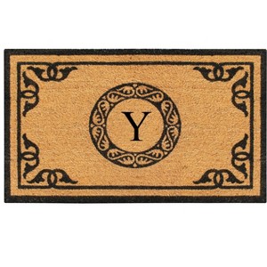 A1HC Natural Coir Door Mat 24x39, Anti-Shed Treated Durable Doormat for Outdoor Entrance Monogrammed - 1 of 4