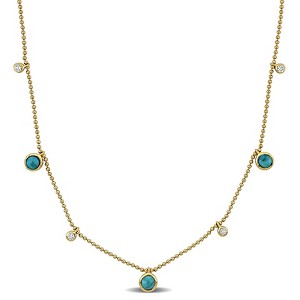 EVERLY JEWELRY | Yellow Plated Sterling Silver 4/5ct TGW Composite Light Blue Turquoise and Created White Sapphire Station Necklace, 18 inc + 2 inc - 1 of 4