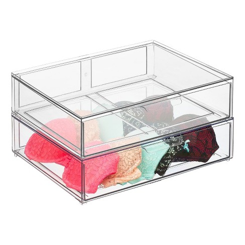 Mdesign Stackable Closet Storage Bin Box With Pull-out Drawer - Clear :  Target