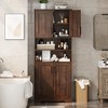 Space-Maximizing 67" Gray Cabinet: Tempered Glass Door Pantry w/ Adjustable Shelves - Bathroom Storage to Living Room Display Solution - 2 of 4