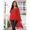 Seta T Women's Lantern Long Sleeve Round Neck High Low Irregular Hem Casual Blouse - 2 of 4