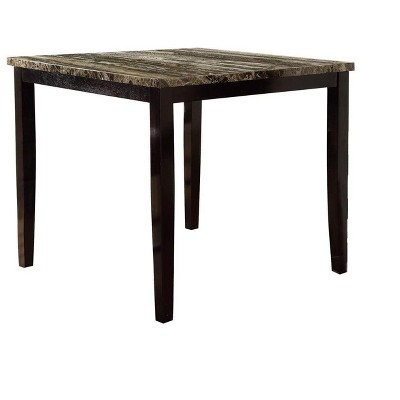 NicBex Dining Table Transitional Simple Style Brown Faux Marble Table Top Black Metal Finish Frame for Dining Room