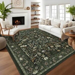 Indoor Room Accessory For Living Room Bedroom Modern Floral Pattern Area Rug Non Slip Soft Carpet Washable Low Pile Floor Mat - 1 of 4