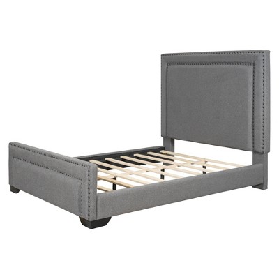 HomeRoots Gray Tufted Velvet Upholstered Queen Bed Frame